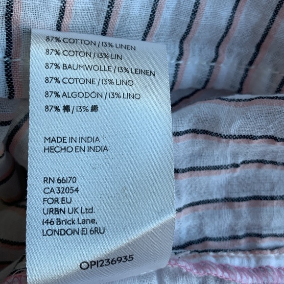 ✨PILCRO BY ANTHROPOLOGIE BRIANNA RUFFLE BOHO STRIPE PEASANT SLEEVE BLOUSE✨ - Picture 7 of 8